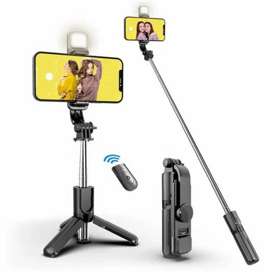 R1s Bluetooth Selfie Sticks With Remote And Selfie Light 3-In-1 Multifunctional Selfie Stick Tripod Stand