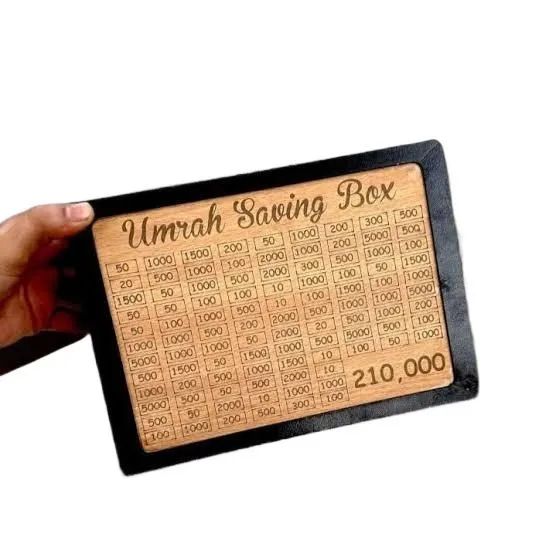 Umrah Savings Box 280 Days Wooden Money Saving Jar For Hajj Umrah